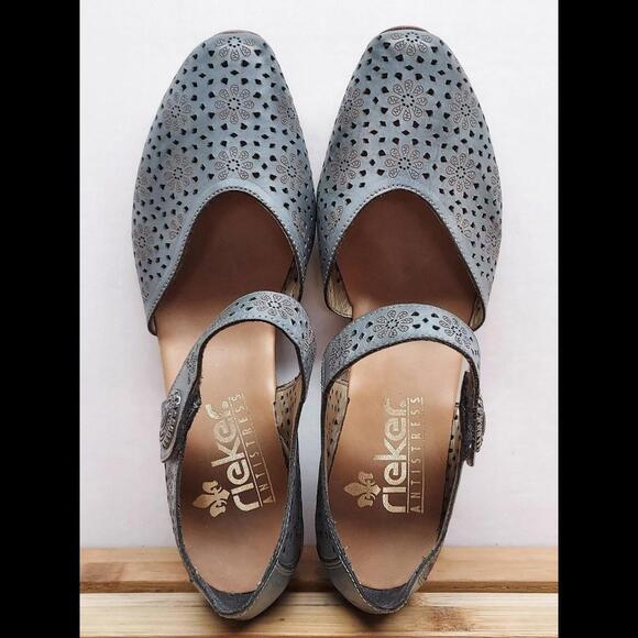 Rieker Womens | Blue | Leather MirJam Mary Jane Shoes Size 8.5 (39) - Picture 8 of 11